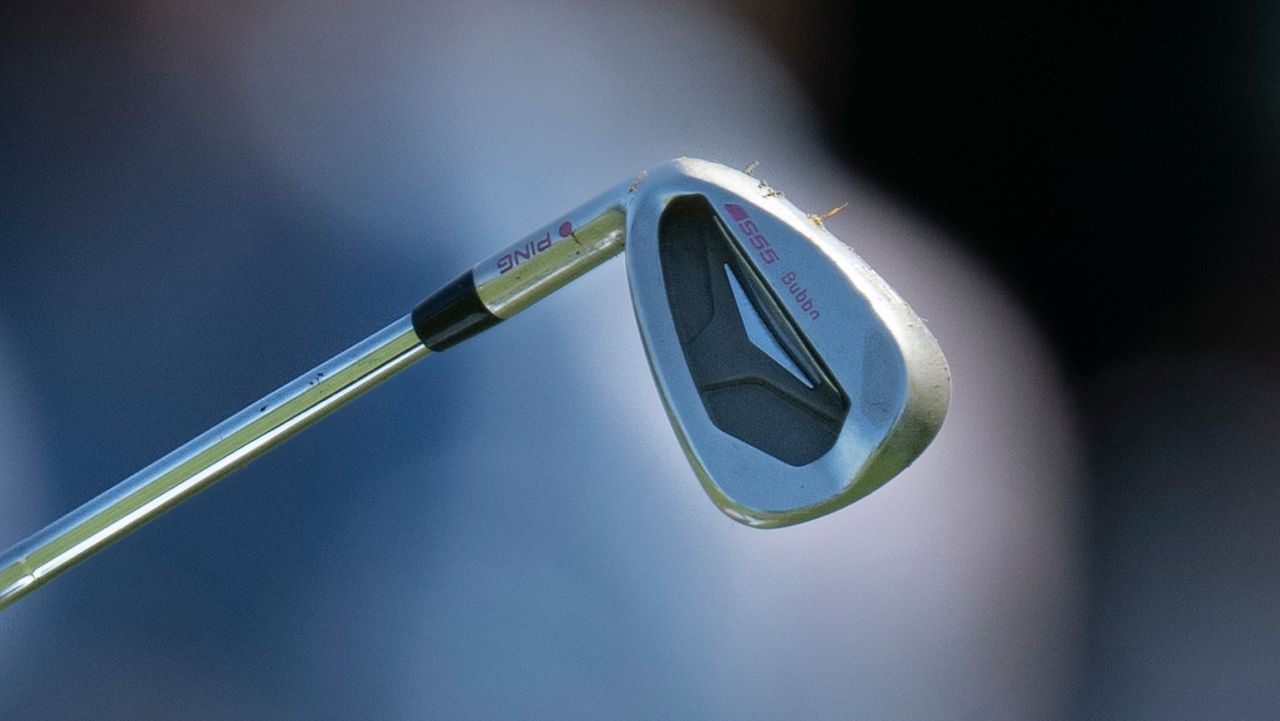 A close-up of Bubba Watson's iron