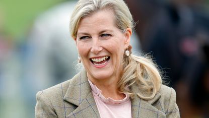 Sophie, Duchess of Edinburgh visits the Westmorland County Show on September 9, 2021 wearing a pink jumper