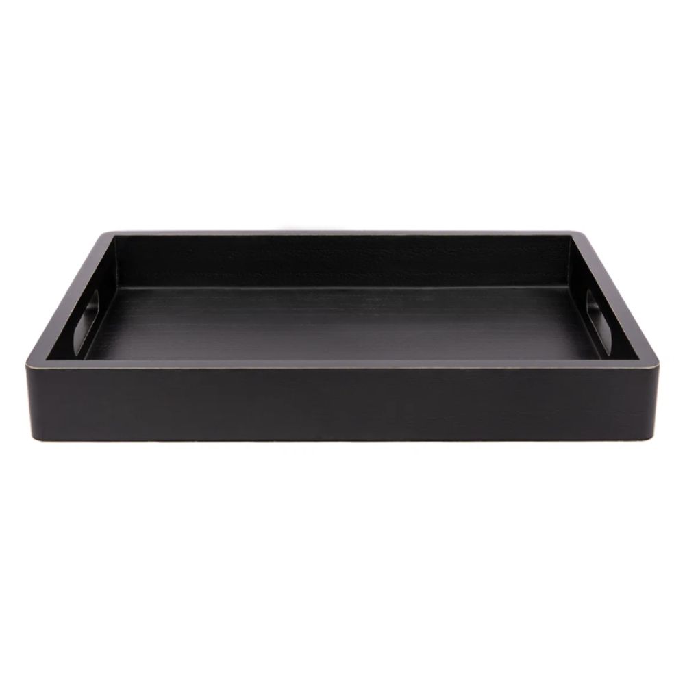 Black rectangular tray with handholds