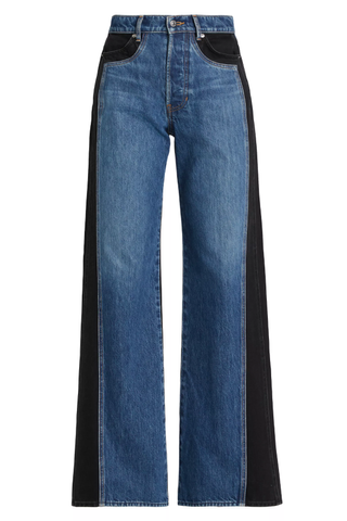 Veronica Beard Taylor Wide Leg Two Tone Jeans in Blue Moon