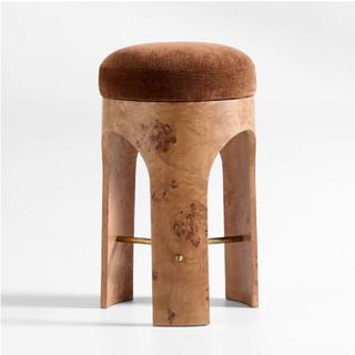 Carolina Burl Wood Swivel Counter Stool