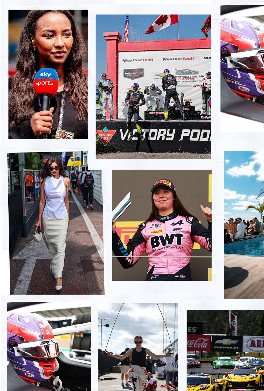 A montage of photos from the F1 Grand Prix of Great Britain at Silverstone Circuit