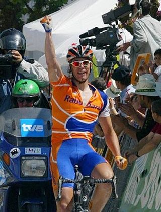 Pedro Horrillo (Rabobank) celebrates after winning the third stage