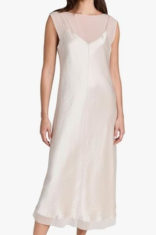 Vince Womens Chiffon Layered Slip Dress, Champagne, X-Small