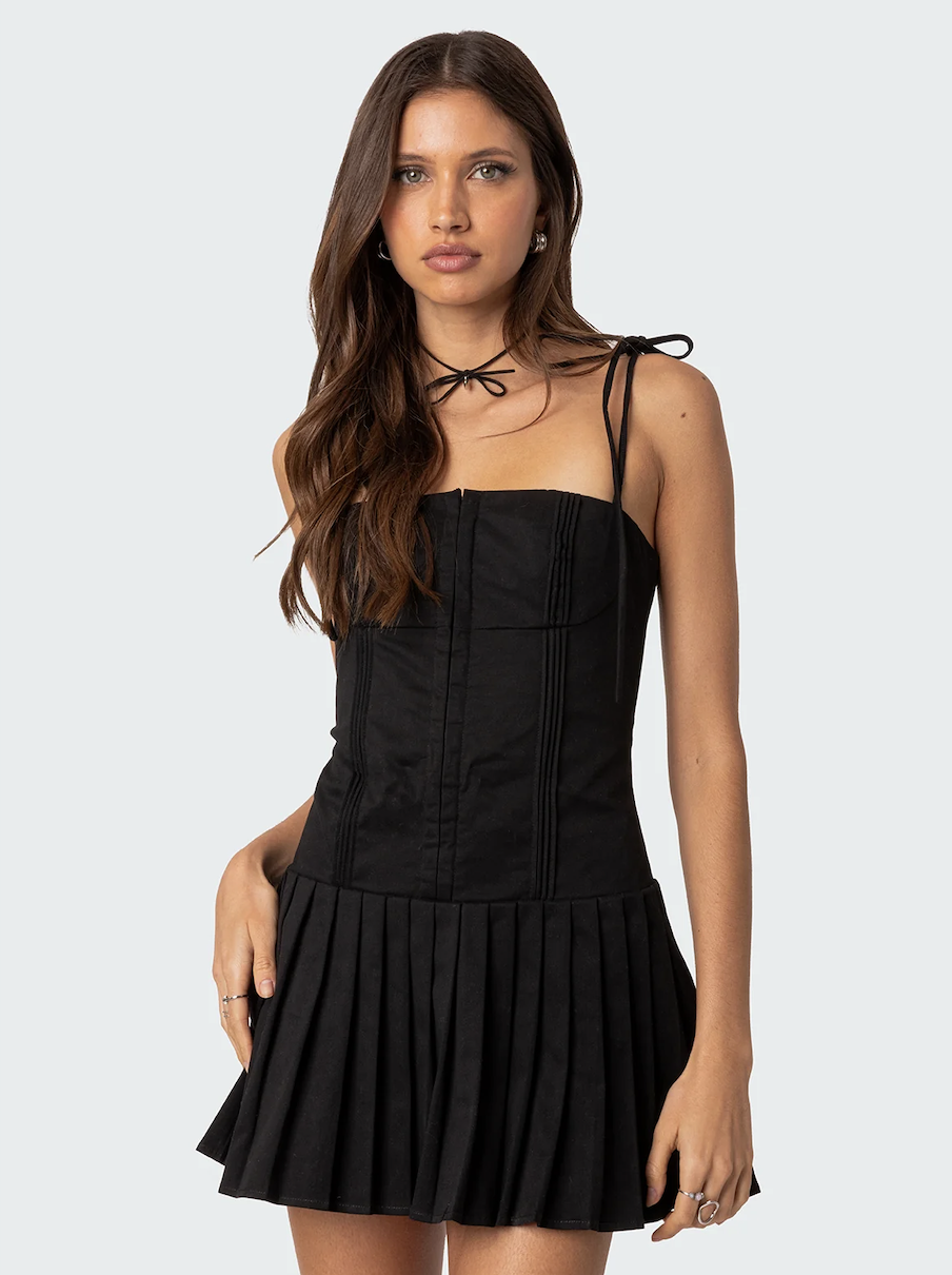 Perri Pleated Corset Mini Dress