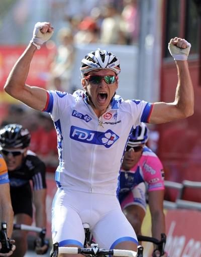 Yauheni Hutarovich (Fran&ccedil;aise des Jeux) wins the sprint in Marbella