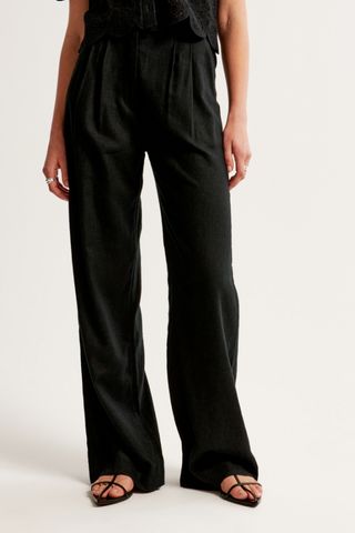 Abercrombie & Fitch Sloane Linen-Blend Tailored Straight Pant