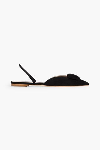 Sabine Embellished Suede Slingback Point-Toe Flats