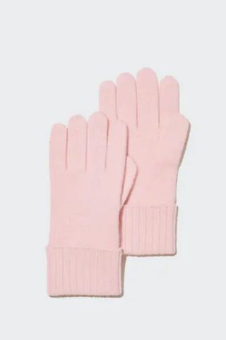 cold weather clothing - pink cashmere gloves