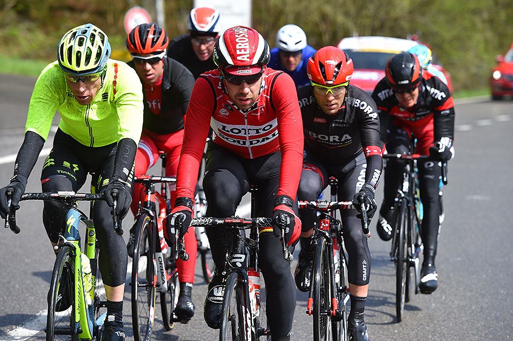 De Gendt looking cold at Liege-Bastogne-Liege