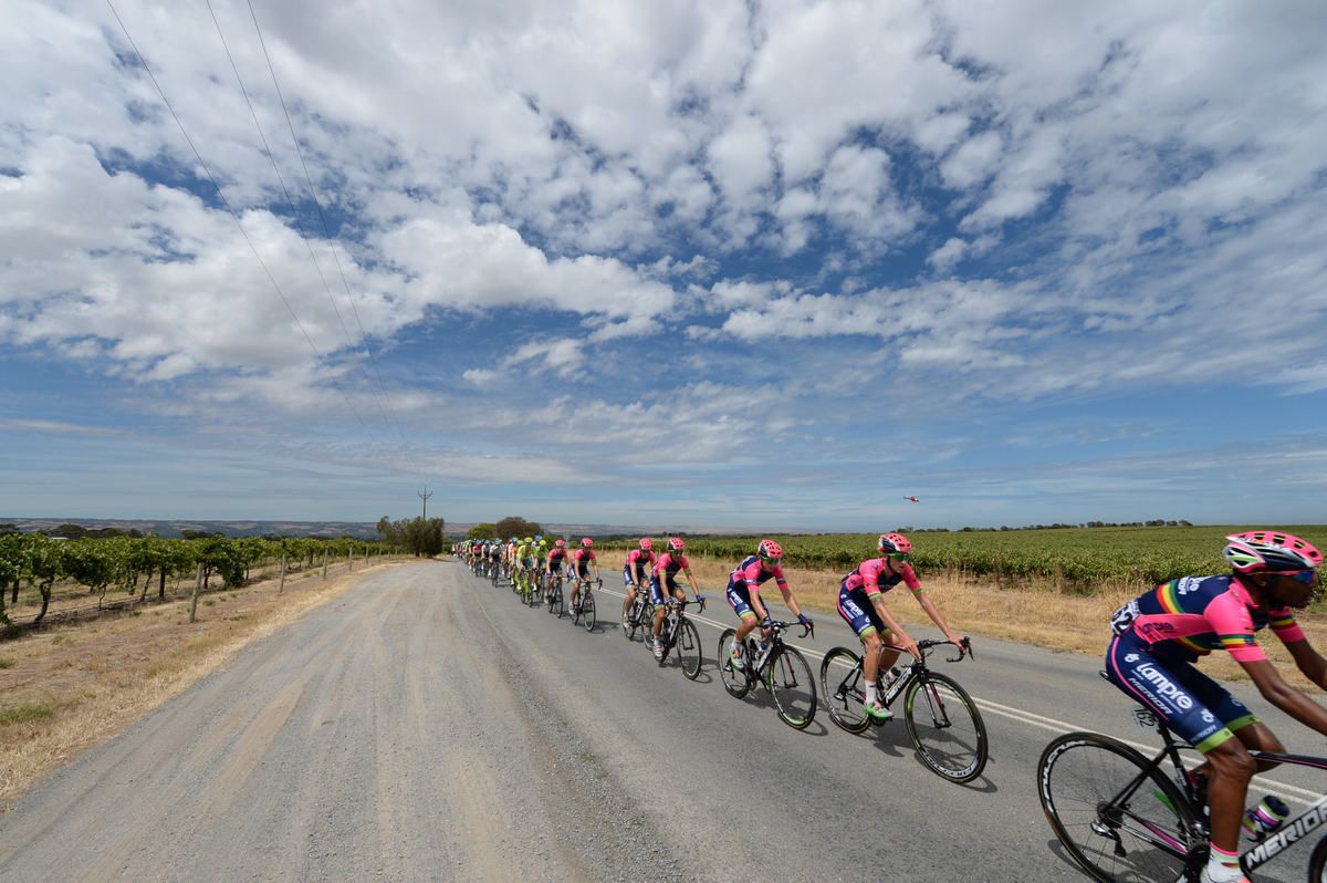 Lampre-Merida riding the front of the peloton