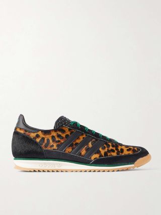 Sl 72 Og Leather-Trimmed Leopard-Print Calf Hair Sneakers