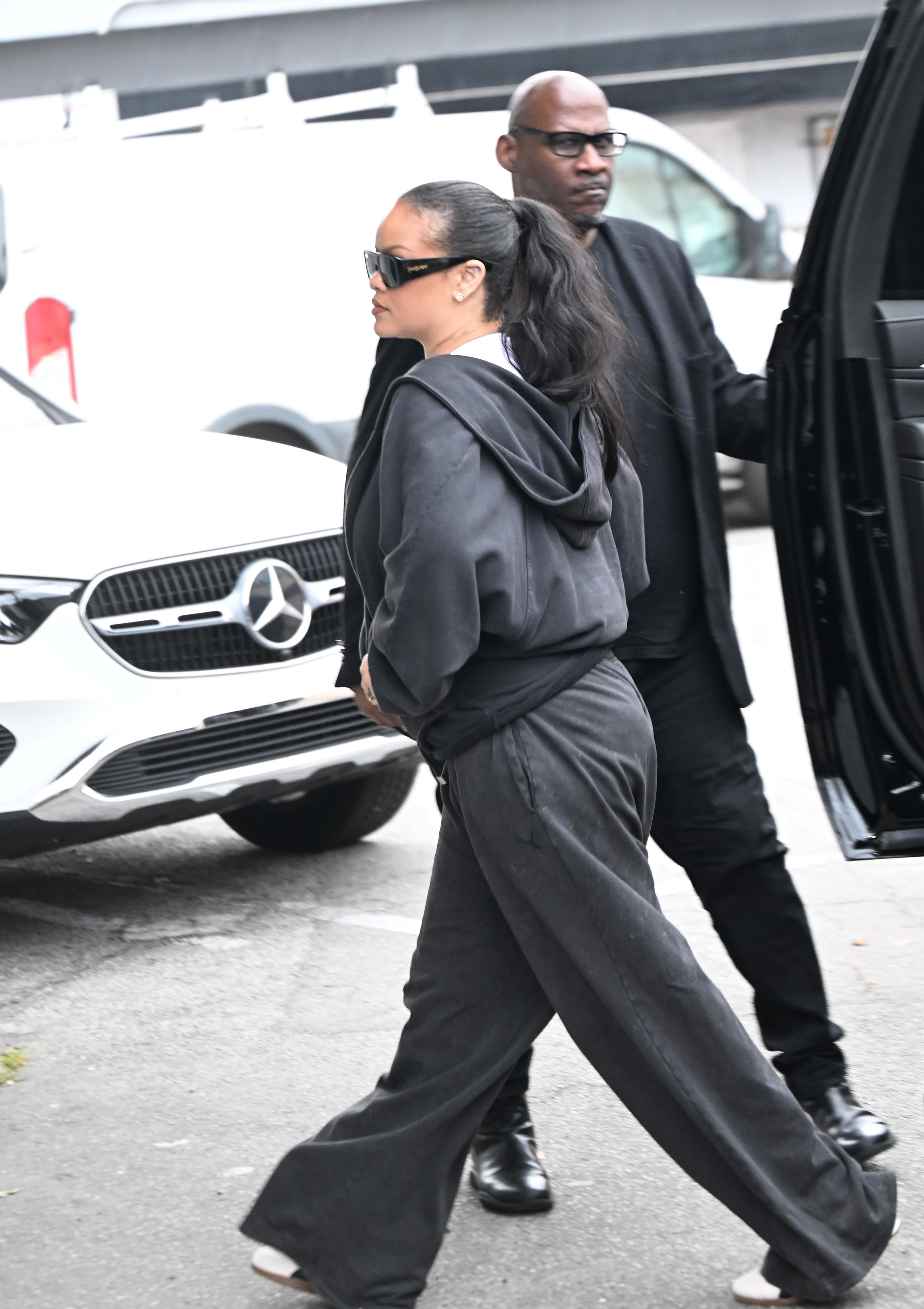 Rihanna wore the same black-and-white Puma sneakers on Feb 10