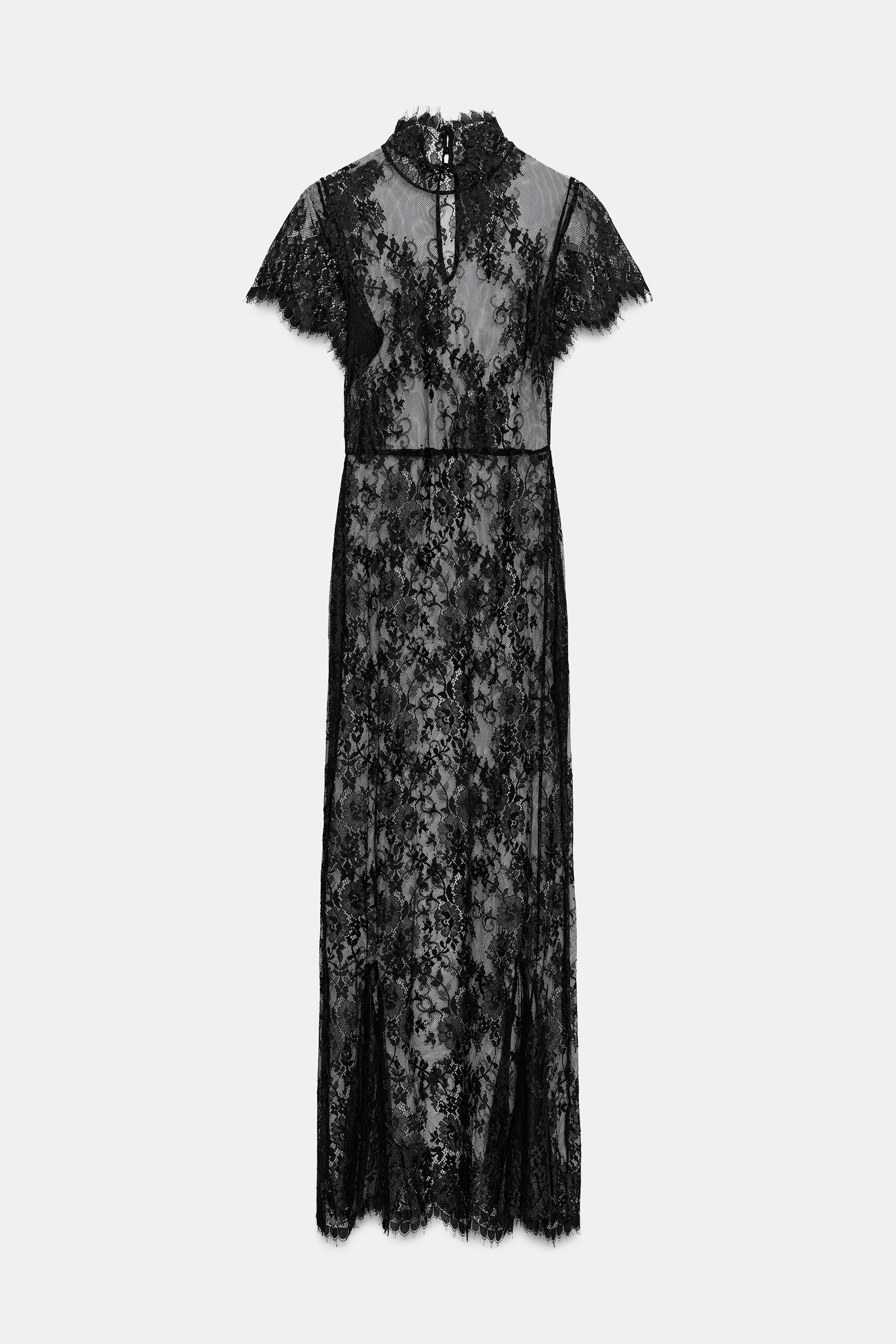 Zw Collection Lace Maxi Dress - Black - Xs