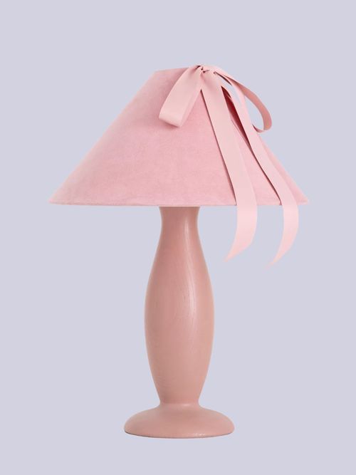 Bosette Bow Velvet and Wood Table Lamp