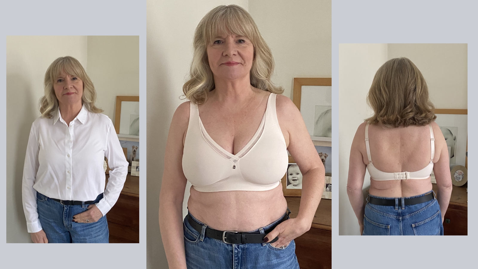 Julie Player wearing triumph true sensation minimiser bra