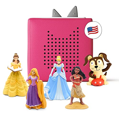 Toniebox 1 Audio Player Bundle With Cinderella, Belle, Moana, Tangled, and Playtime Puppy - Listen, Learn, and Play With One Huggable Little Box - Pink