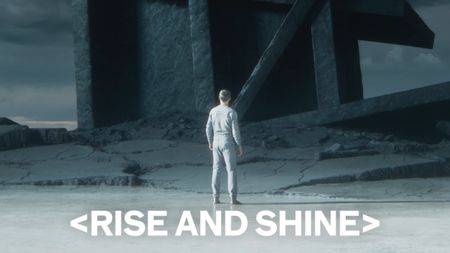 A scene from Control trailer reading "Rise and Shine"