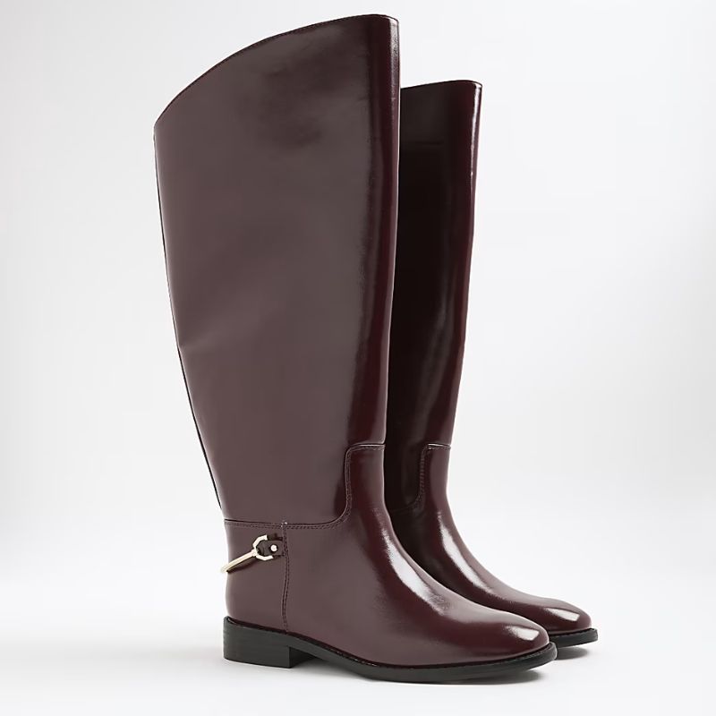 burgundy knee high boots