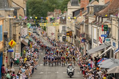 A general view of the Tour de France peloton