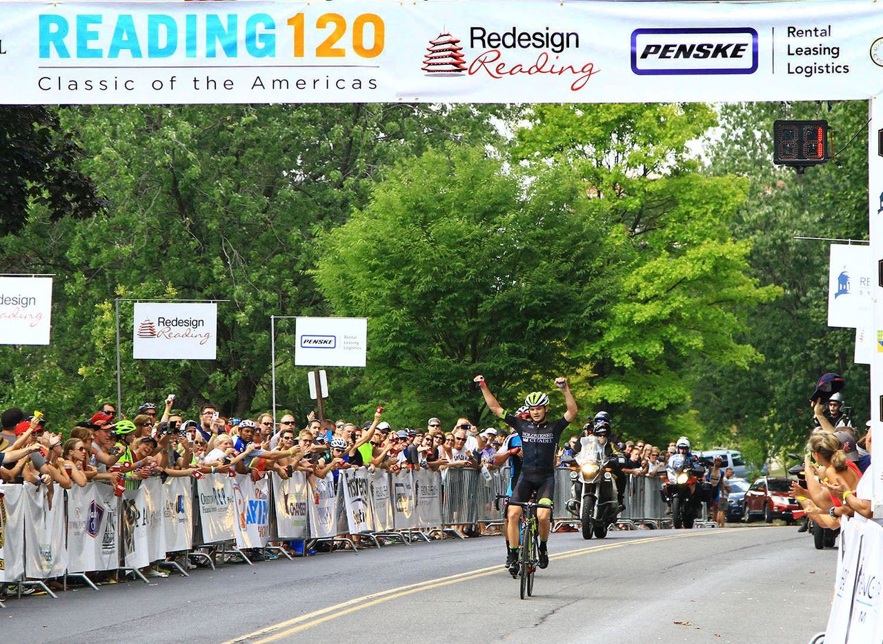 Oscar Clark (Holowesko Citadel pb Hincapie Sportwear) takes the win at the 2016 Reading 120