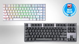 Best cheap gaming keyboard buying guide header with PC Gamer best value badge