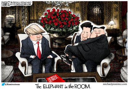Political Cartoon U.S. President Trump China Xi Jinping meeting North Korea