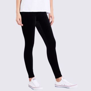 Spanx black velvet leggings 