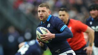 Scotland captain Finn Russell breaks with the ball ahead of the Wales vs Scotland clash at the 2024 Six Nations