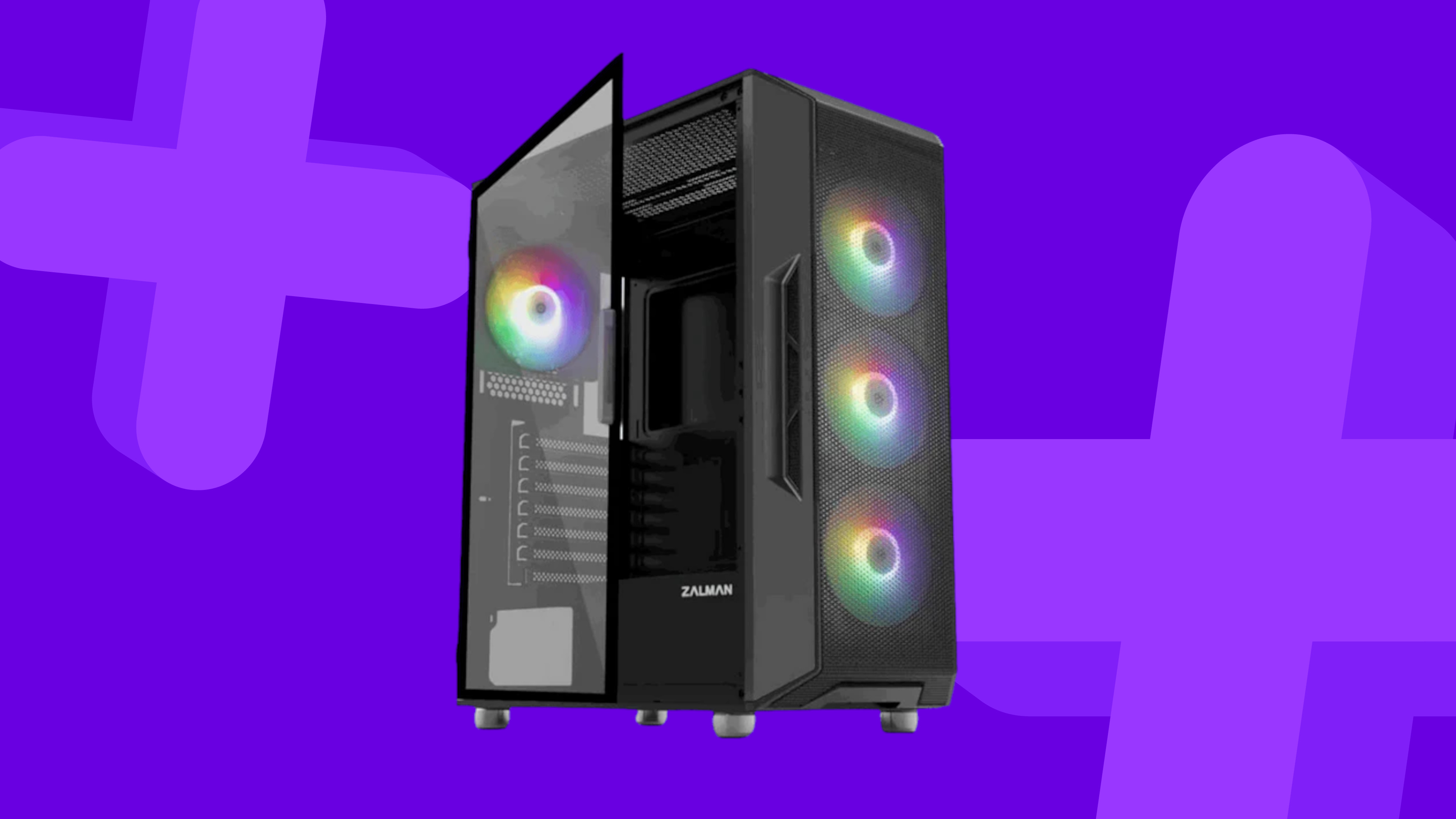 Zalman PC case on a purple background