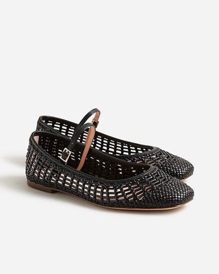 Quinn Woven Ballet Flats in Leather