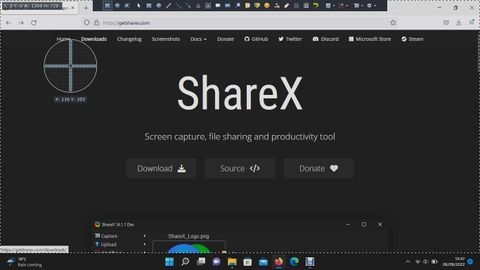 Screenshot of ShareX, the open-source free screen recorder