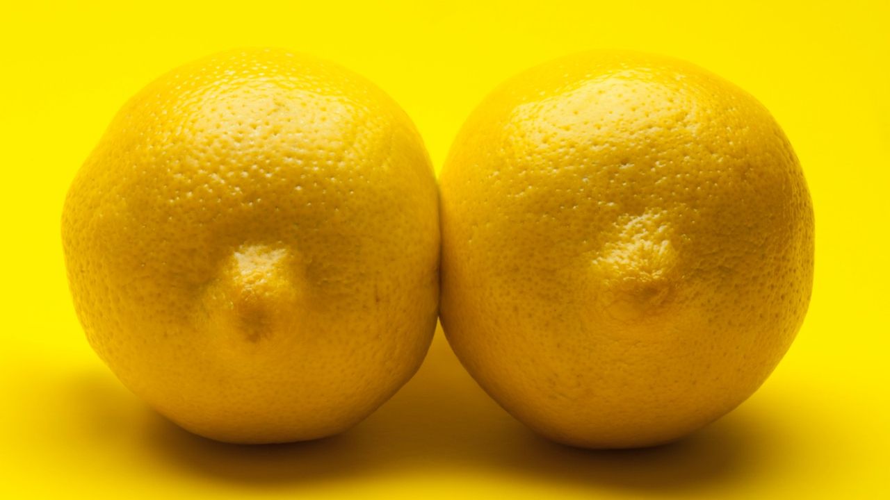 lemons on yellow background