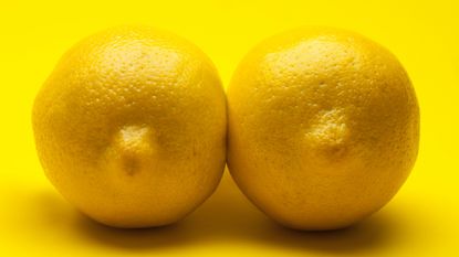lemons on yellow background