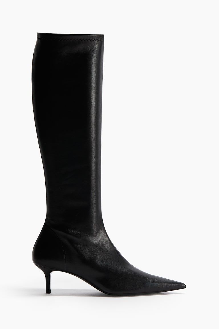 Heeled Leather Sock Boots