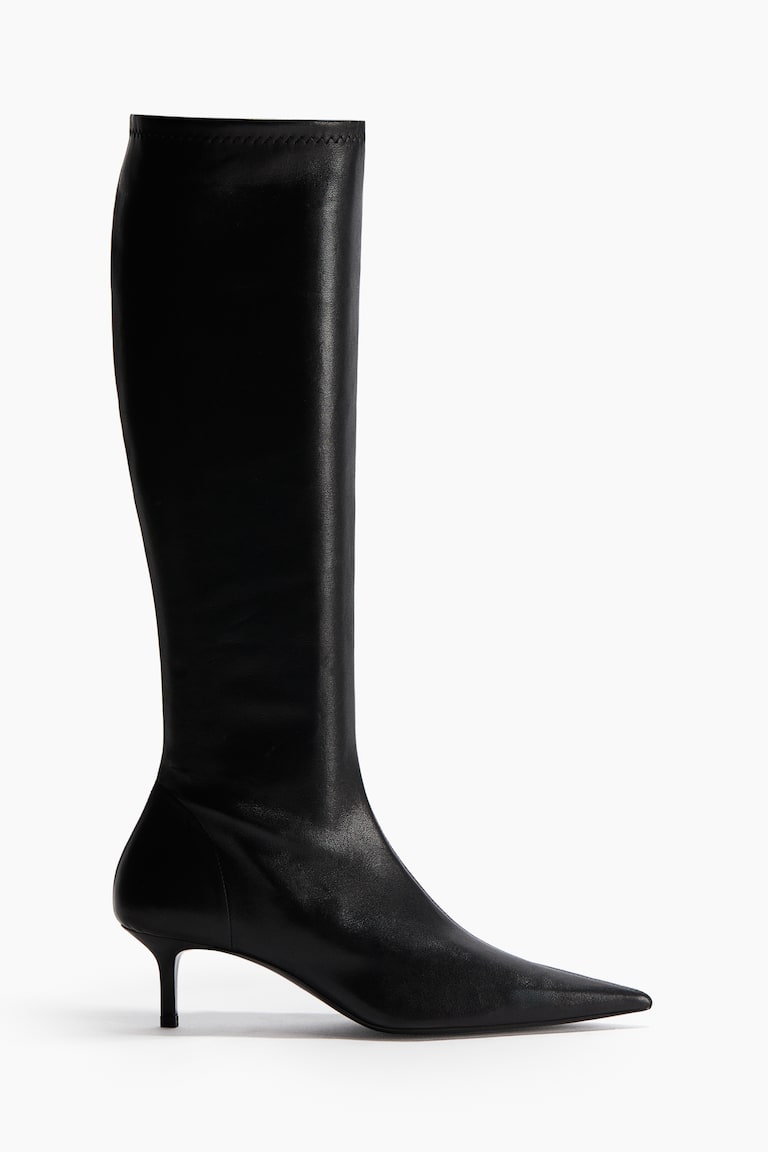 Heeled Leather Sock Boots