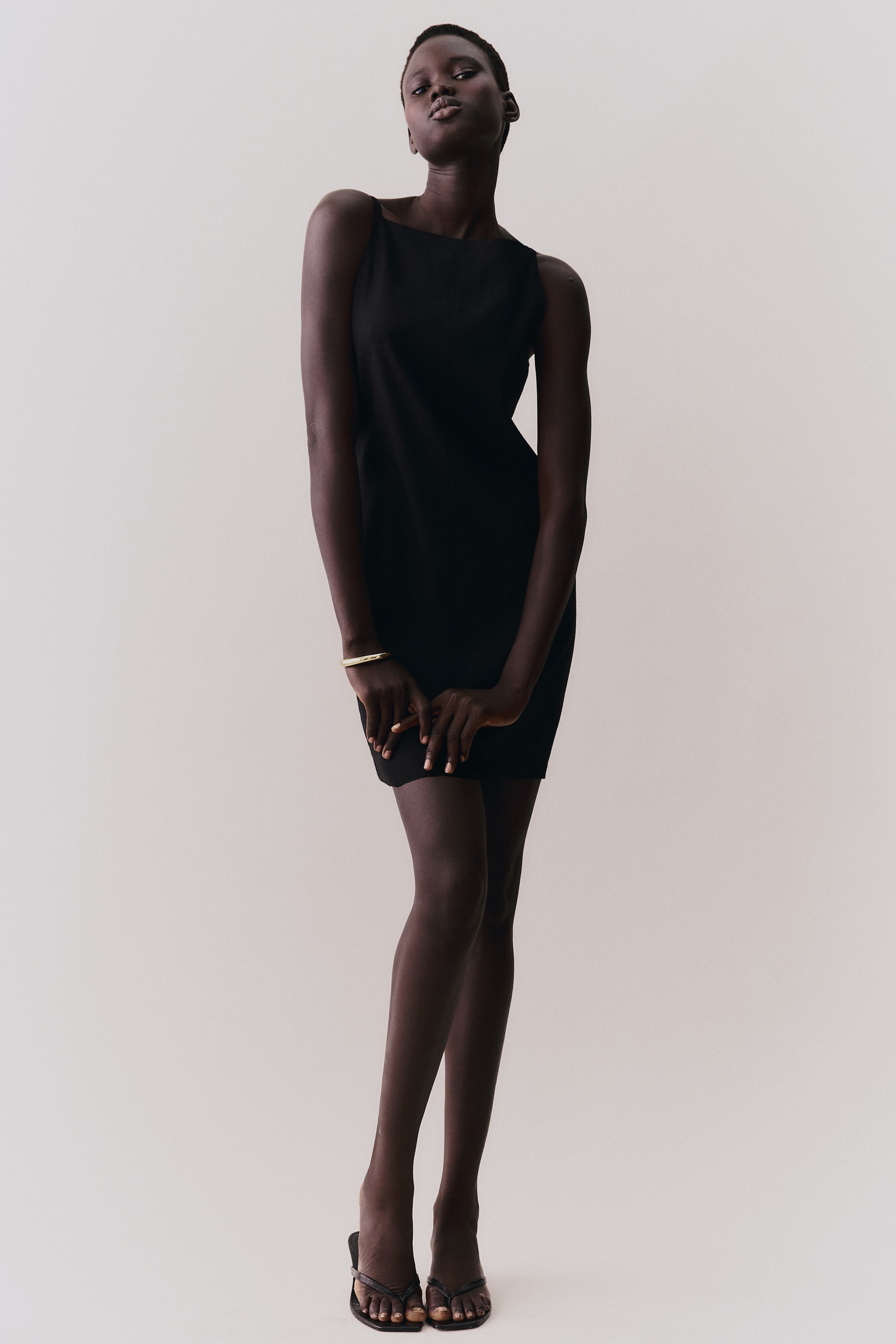 Linen-Blend Strappy Dress