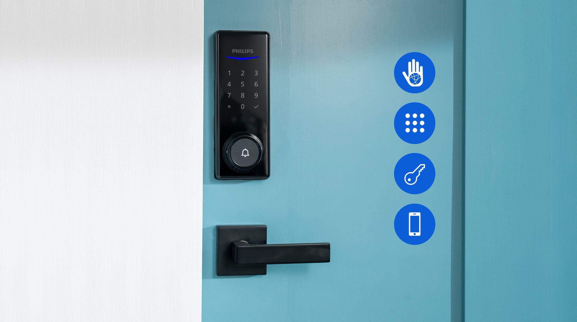 A smart lock on a front door