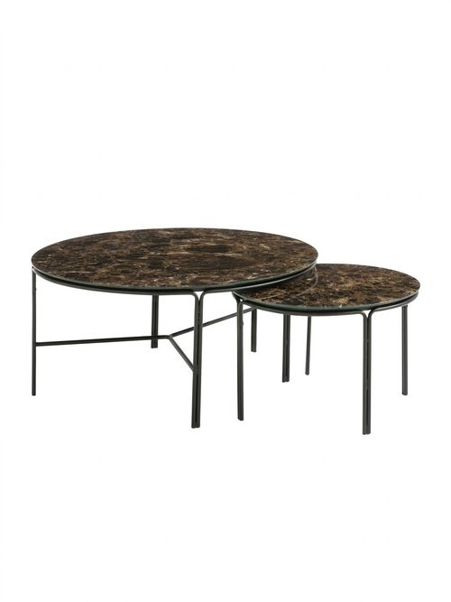 Set of 2 Chici Round Marble Effect Coffee Tables