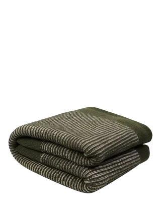 Piglet in Bed Striped Wool Blend Knit Throw