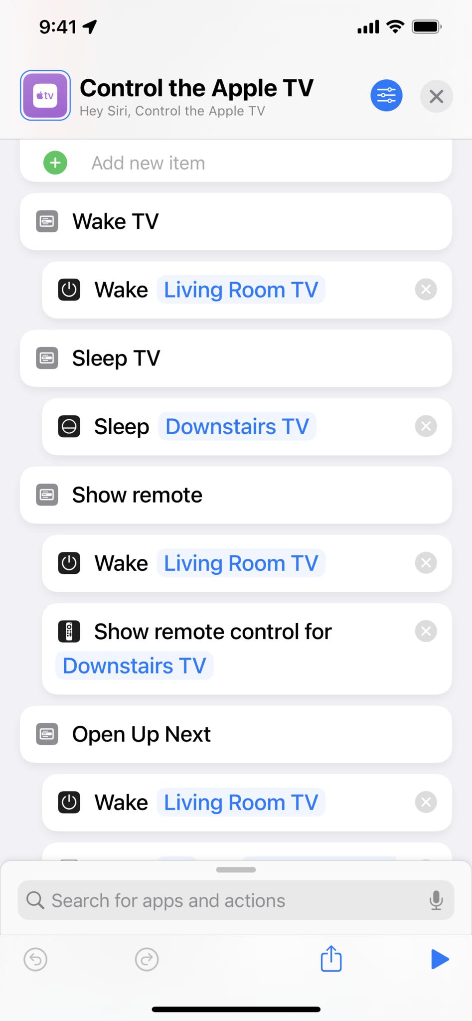 Снимок экрана, показывающий меню со второй опцией Sleep TV.