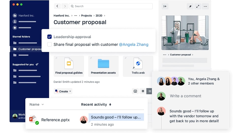 A mocked up version of a Dropbox account management page