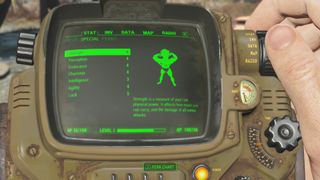 Pip Boy in Fallout 4 showing S.P.E.C.I.A.L. stats