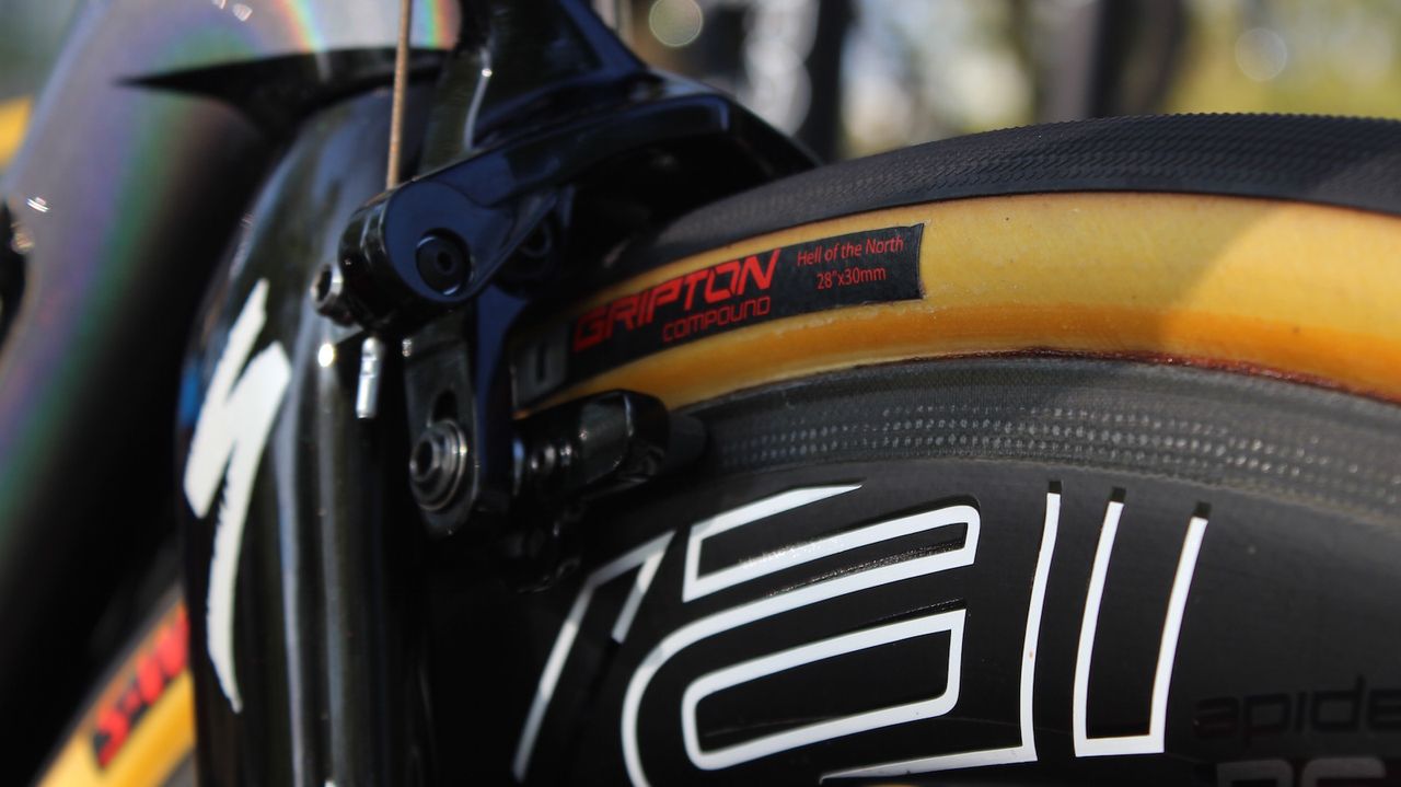 Peter Sagan was riding the new S-Works Turbo Cotton 'Hell of the North' 30mm tubular