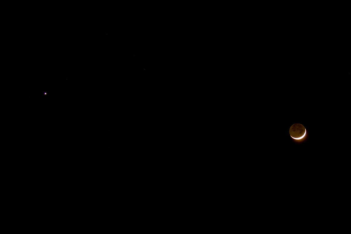 The Moon and Venus over British Columbia, Canada
