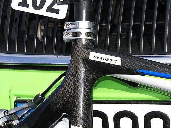 Agritubel's Emilien-Benoit Berges is one of the bigger guys on the team and needed a second clamp to keep the seatpost from slipping.