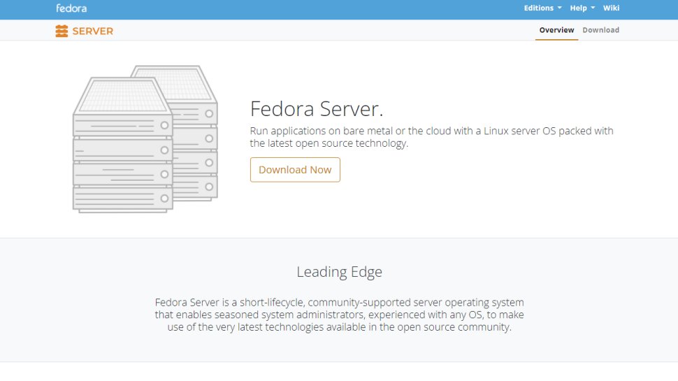 Website screenshot for Fedora Server.