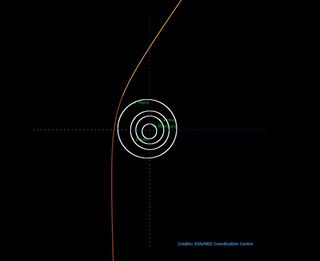 A depiction of the path of Comet C/2019 Q4, which may be the second interstellar object detected to date.