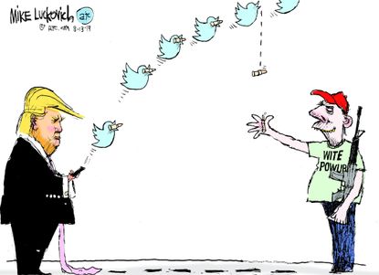 Political Cartoon U.S. Trump Tweets Emboldening White Supremacists Mass Shootings