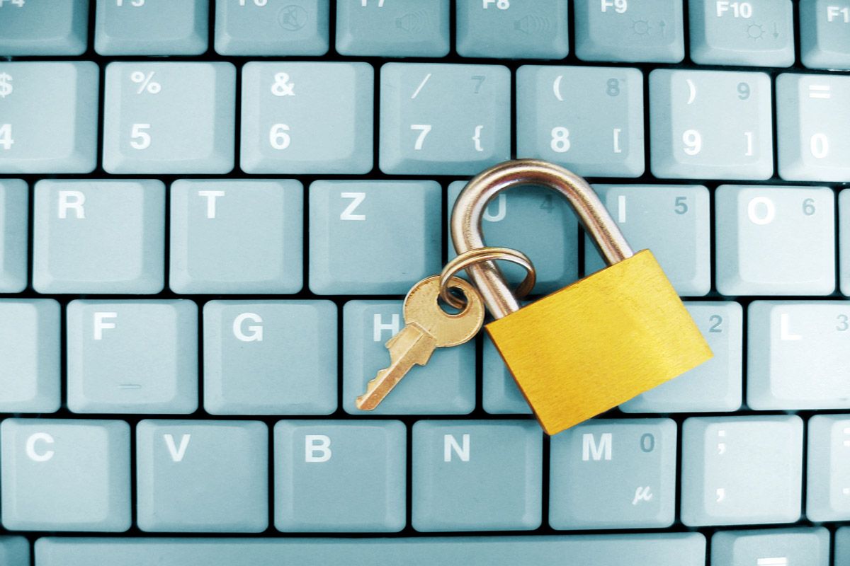 computer keyboard with padlock